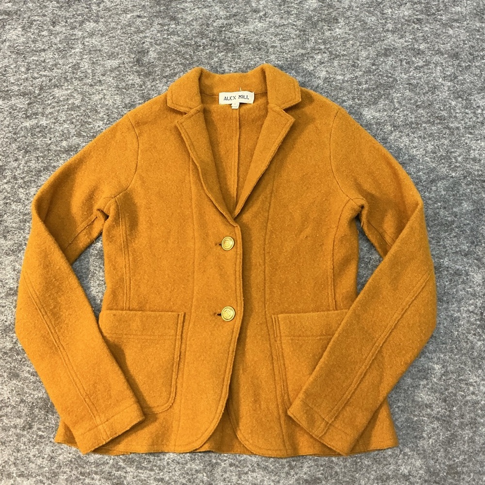 Alex Mill Mustard Wool-Blend Tailored Blazer Size S